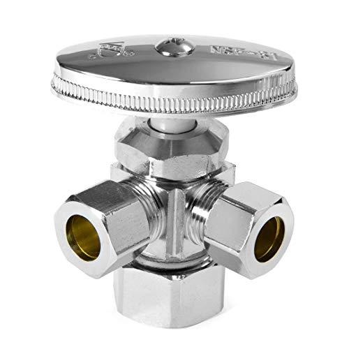 EFIELD Dual Compression Outlet Angle Stop Valve, Quarter Turn