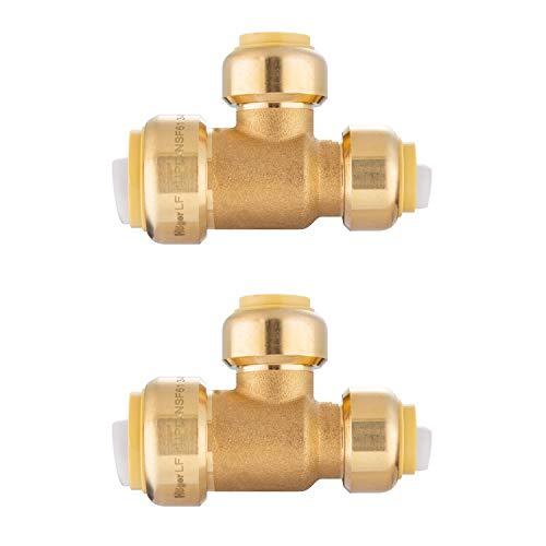 SUNGATOR Pushfit 1/2 Tee Fittings, Plumbing T Fittings 1/2 Inch, No Lead  Brass Push to Connect Fittings, Push Pex Fittings Tee for PEX, Copper, CPVC