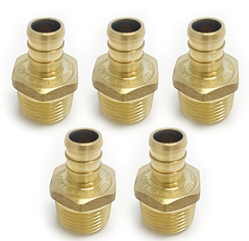 (Pack of 5) PEX 3/4 INCH x 3/4 INCH NPT MALE ADAPTER BRASS CRIMP FITTING(NO LEAD) Crimp Fittings & Valves Male Threaded Adapter